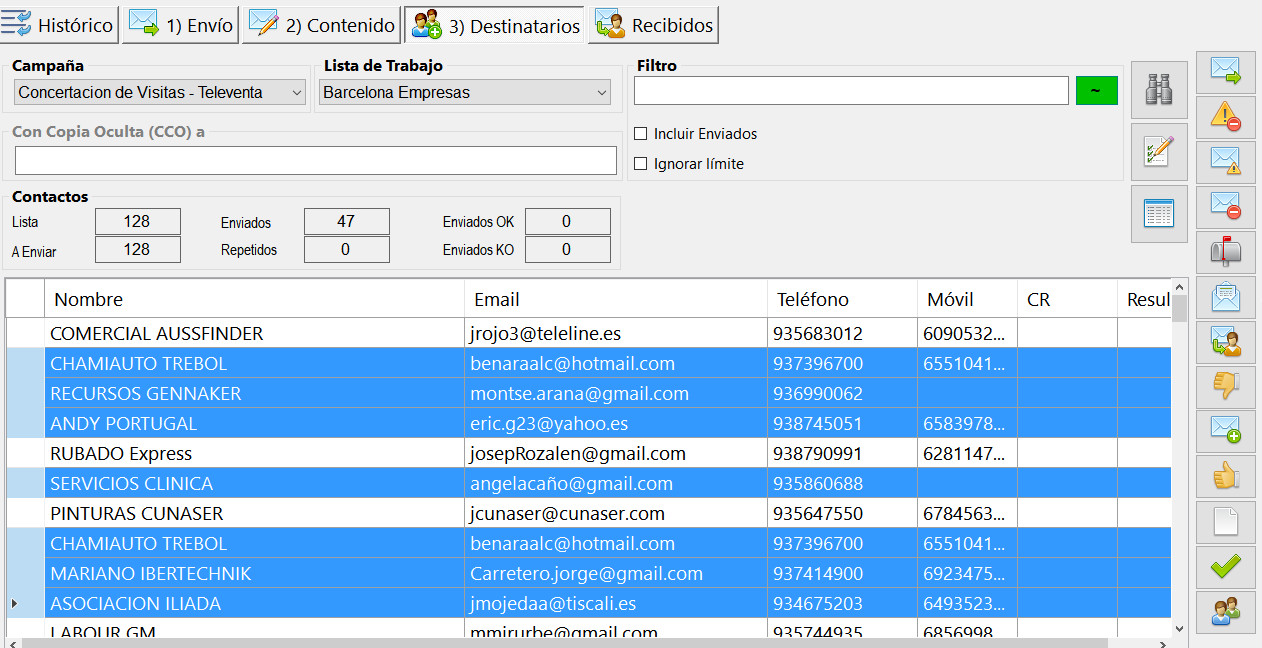 Detalle de la configuración SMS