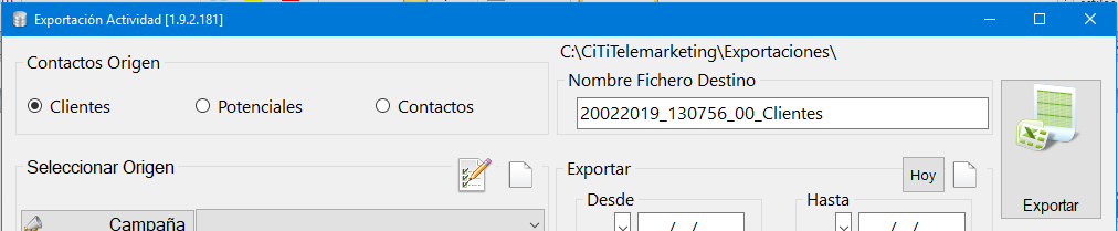 Exportación de clientes