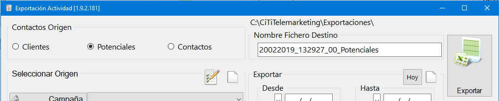 Exportación de potenciales