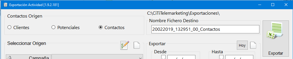 Exportación de contactos