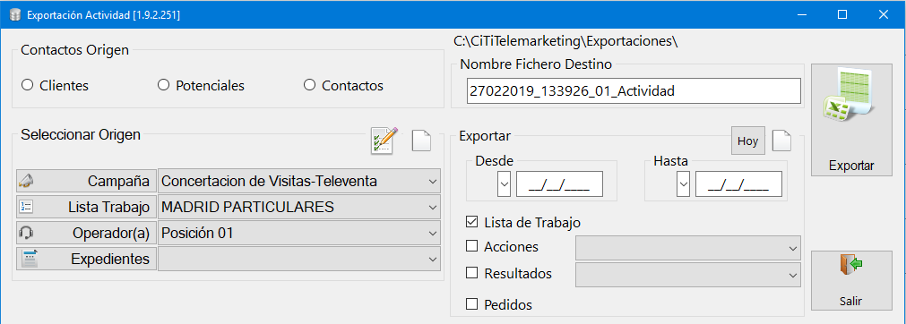 Filtro por operador