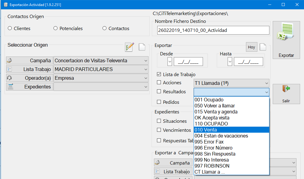 Filtro por resultados