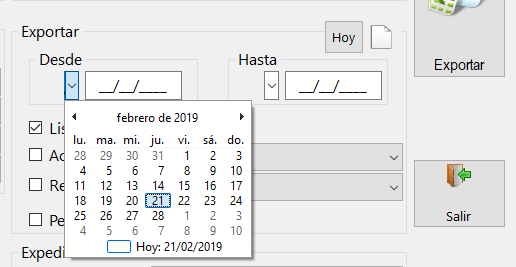Fechas desde