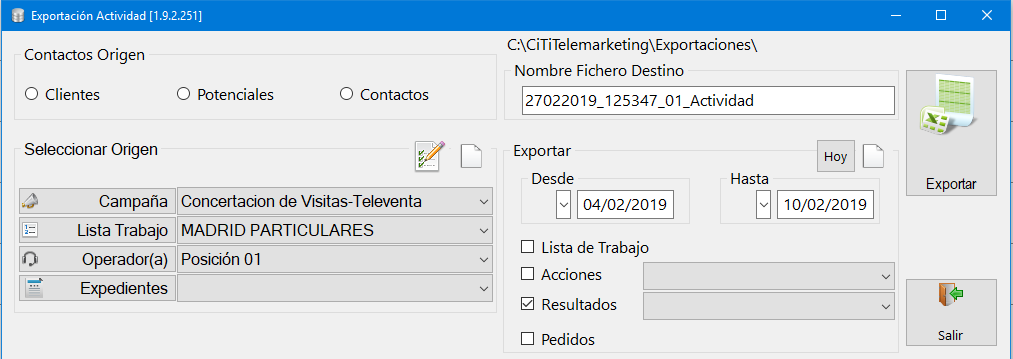 Filtros operador y fechas