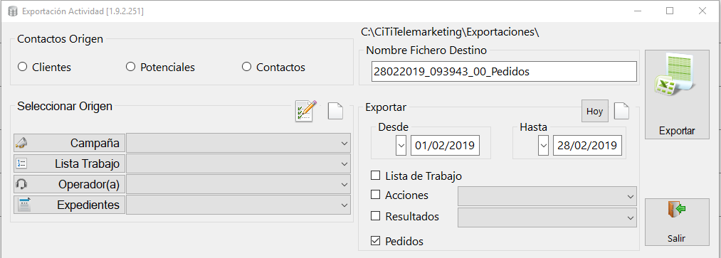 Exportar pedidos