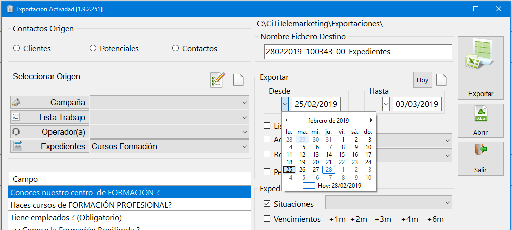 Filtro fechas situaciones