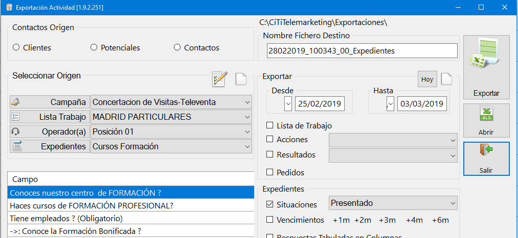 Abrir Excel situaciones