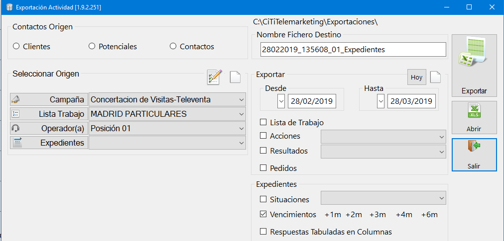 Opción vencimientos