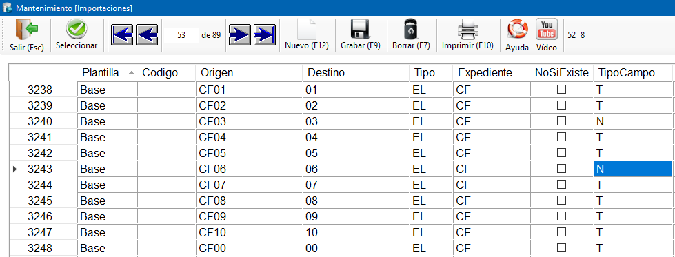 Campos de expedientes